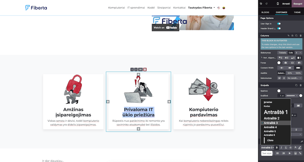 Tinklalapio kurimas su Odoo