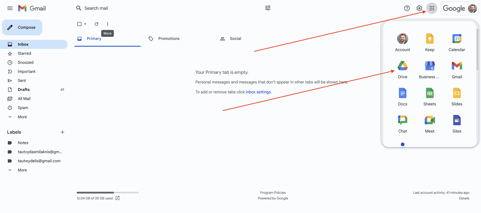 Google Drive iš gmail
